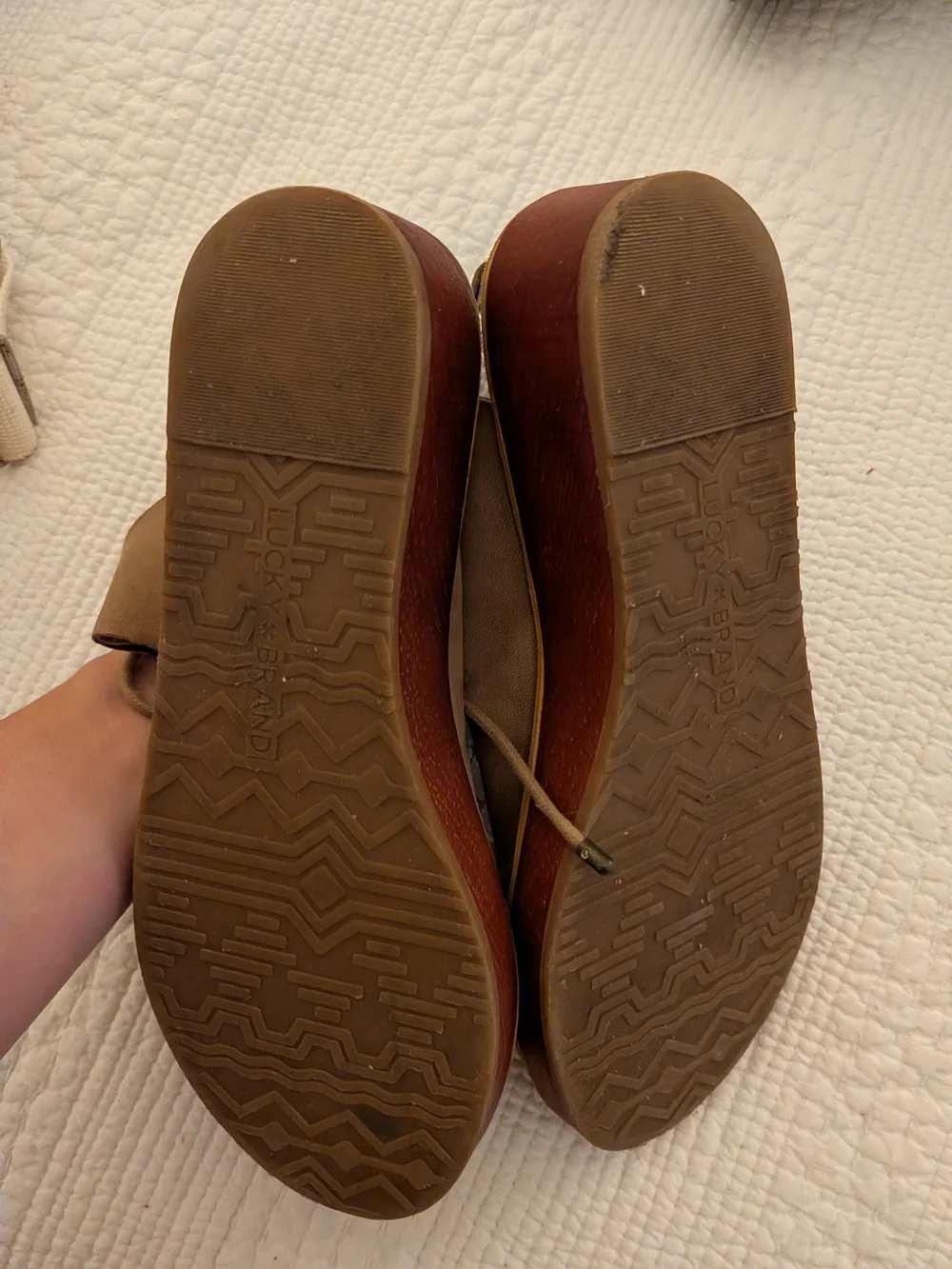 Lucky Brand Taupe Lace-Up Platform Sandals 8.5